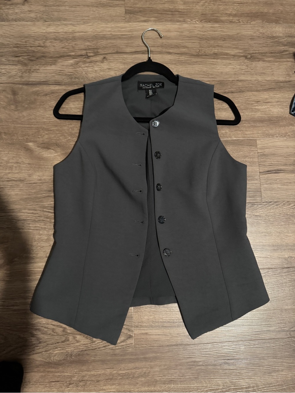 Rachel Zoe Charcoal Gray Tailored Sleeveless Button Vest